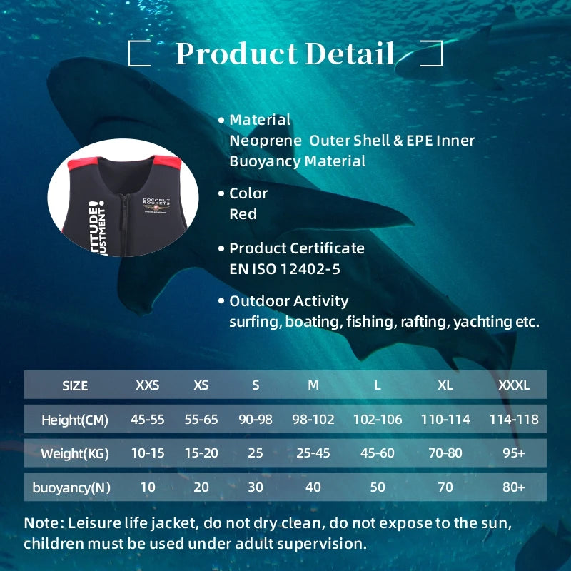 Safe Swim Life Jacket, Kayak Vest, Big Buoyancy Aids, Water Sport Survival Float for Adult, 120kg, New, Summer