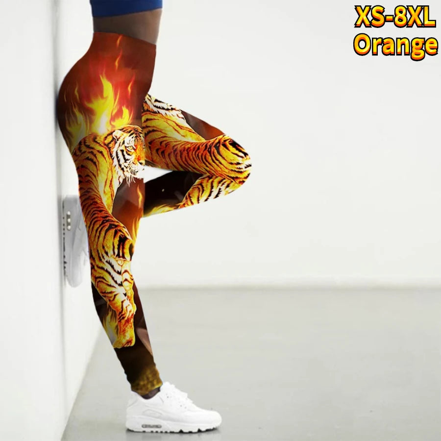 Women's Basic Ripple Printed Yoga Pants Elastic Yoga Leggings Gym Jogging Fitness Clothes Quick Dry Slim Pants XS-8XL