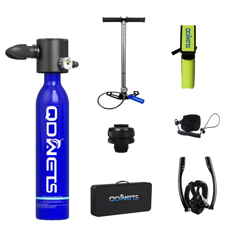 Mini Scuba Tank Diving Equipment 0.5L Outdoor Oxygen Scuba Diving Tank 5-10 Minutes Cylinder Snorkeling Set Hand Pump