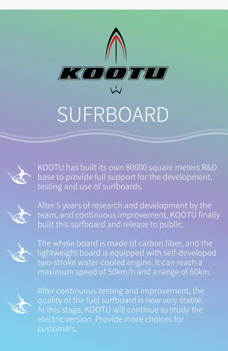 KOOTU Jet Surfboards Full Carbon Fiber Surfboards Gasoline Surfboards 109cc Power Electric Surfboards Water Surfboards