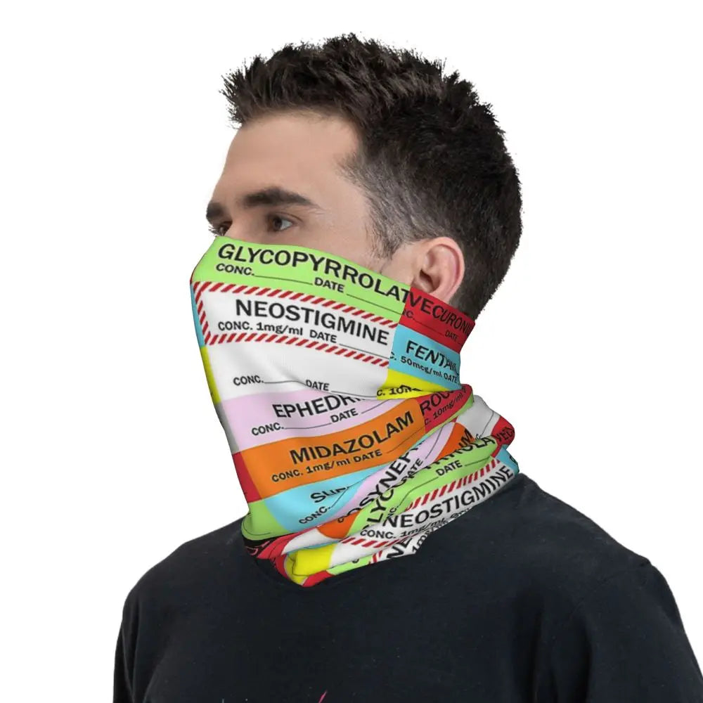 Anesthesia Medication Bandana Neck Cover Printed Mask Scarf Multi-use Balaclava Outdoor Sports Unisex Adult Winter