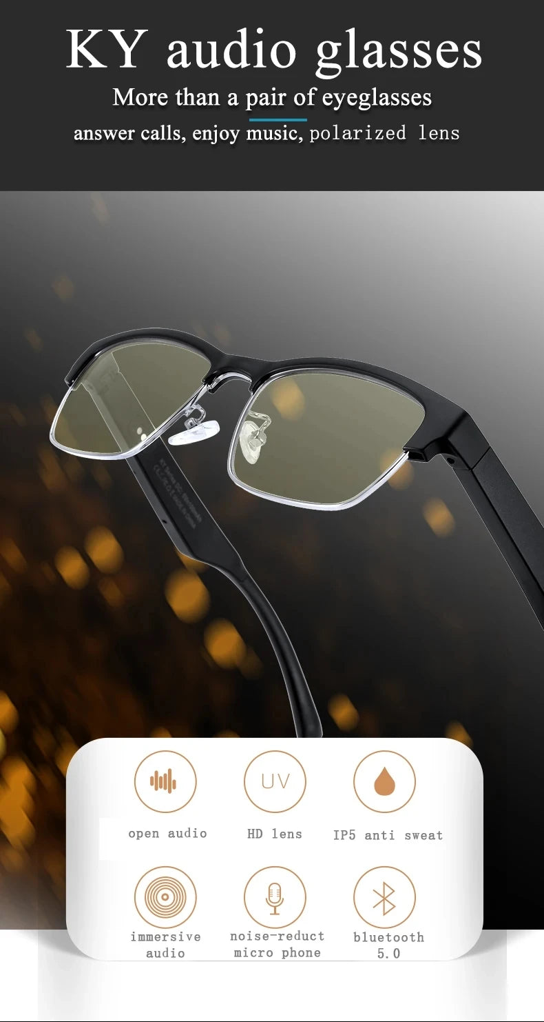2024 Smart Glasses Wireless Bluetooth Music Glasses Smart Anti-Blue Light HD Bluetooth Call Outdoor Sports Polarized Sunglasses