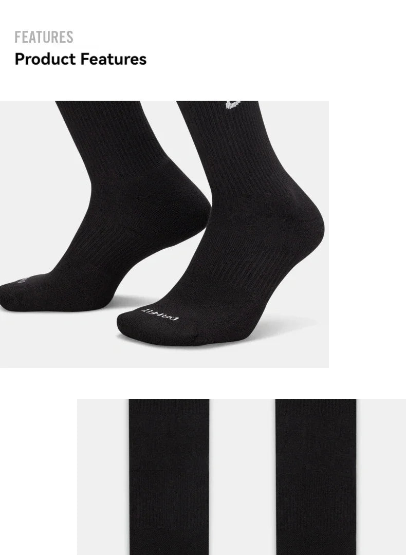 Original Nike Everyday Plus Cushioned Raining Sports High Socks 1 Pair Combination Black S M L DD2795-011
