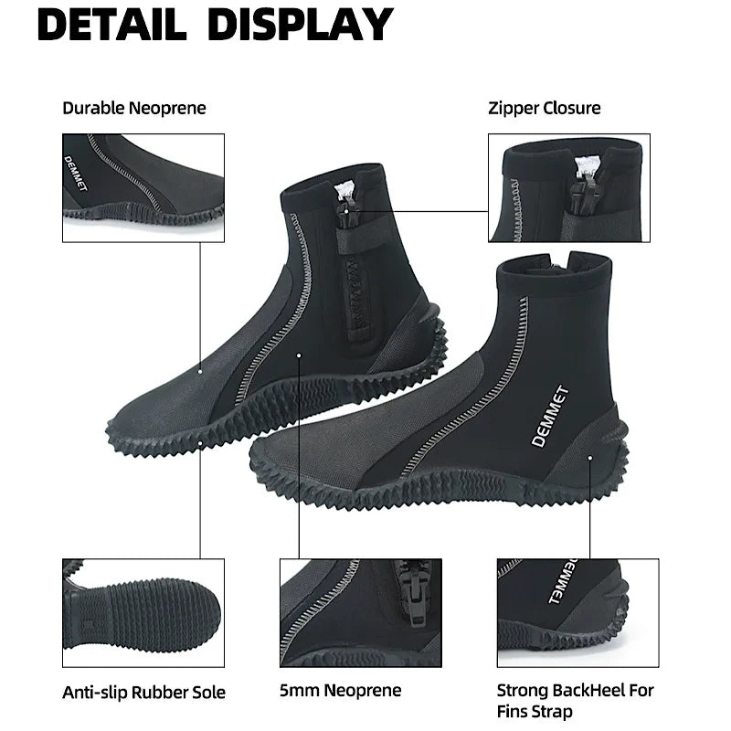 HOT Mens 5mm Neoprene Diving Boots High Upper Cold Proof Swimming Shoes for Snorkeling Surf Kayak Sailing Beach Creek 6-11SIZE