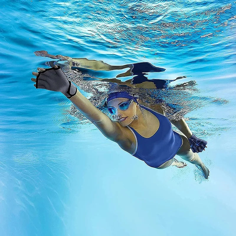 1 Pair Nylon Aquatic Swimming Gloves Water Training Hand Webbed Water Sports Gloves Unisex Snorkeling Surfing Swimming Glove