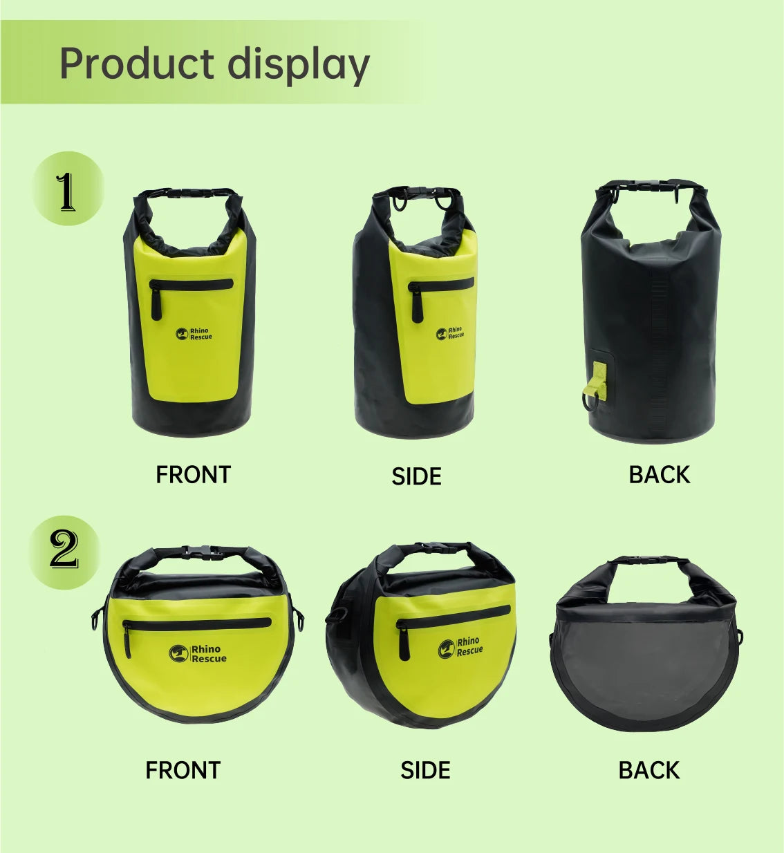 Rhino Rescue Waterproof Dry Bag 5L - Roll Top Waterproof Backpack Sack Keeps Gear Dry for Kayak