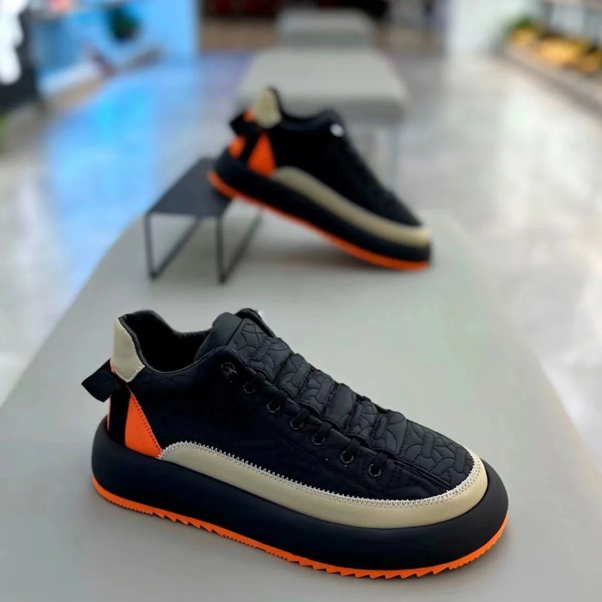 Men Chunky Sneakers Shoes Tennis Sports Slip-On Color Block Height Increased Skateboarding Walking Shoes Casual Shoes for Male