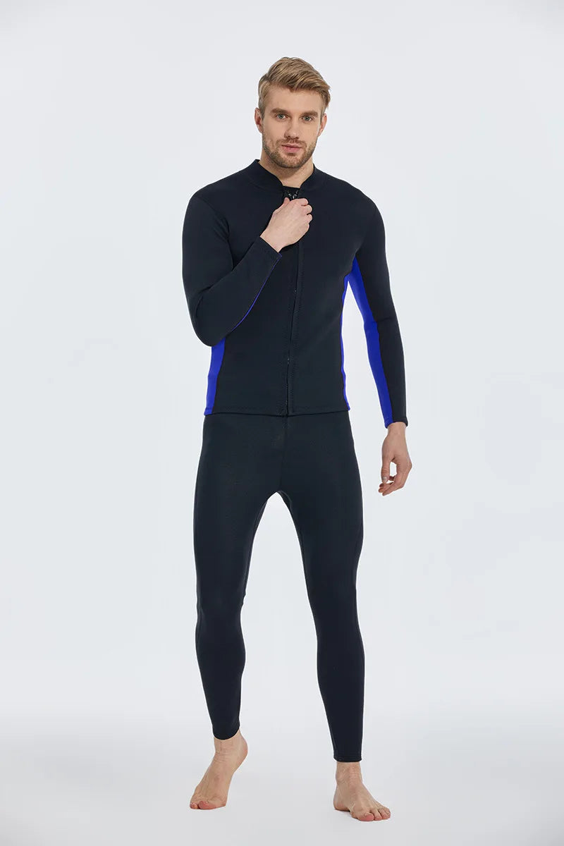 2MM Neoprene Diving Top Split Wetsuit Jacket Men's Water Sports Swimming Snorkeling Surfing Warm Wetsuit Top
