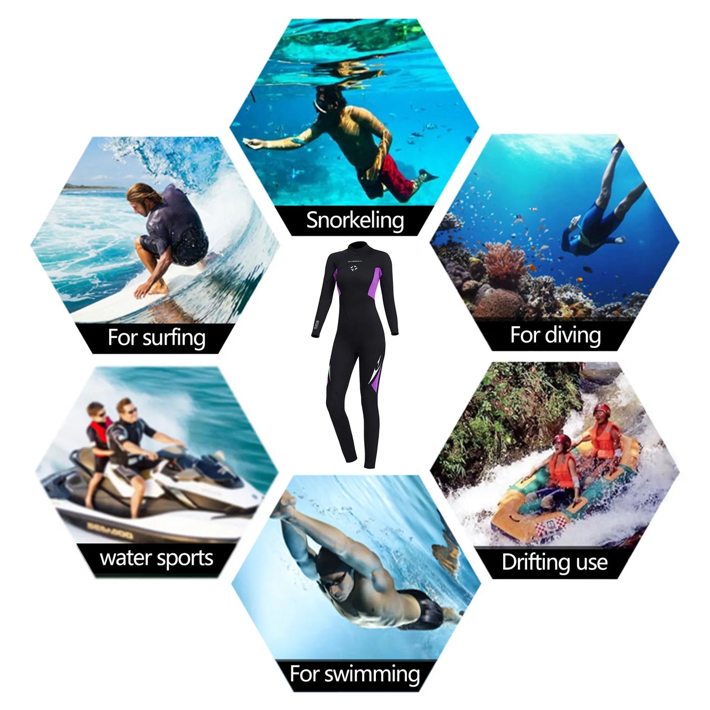 3mm Neoprene Wetsuits Full Body Women Diving Suits Scuba Snorkeling Surfing Water Sports Keep Warm Long Sleeve Diving Clothing