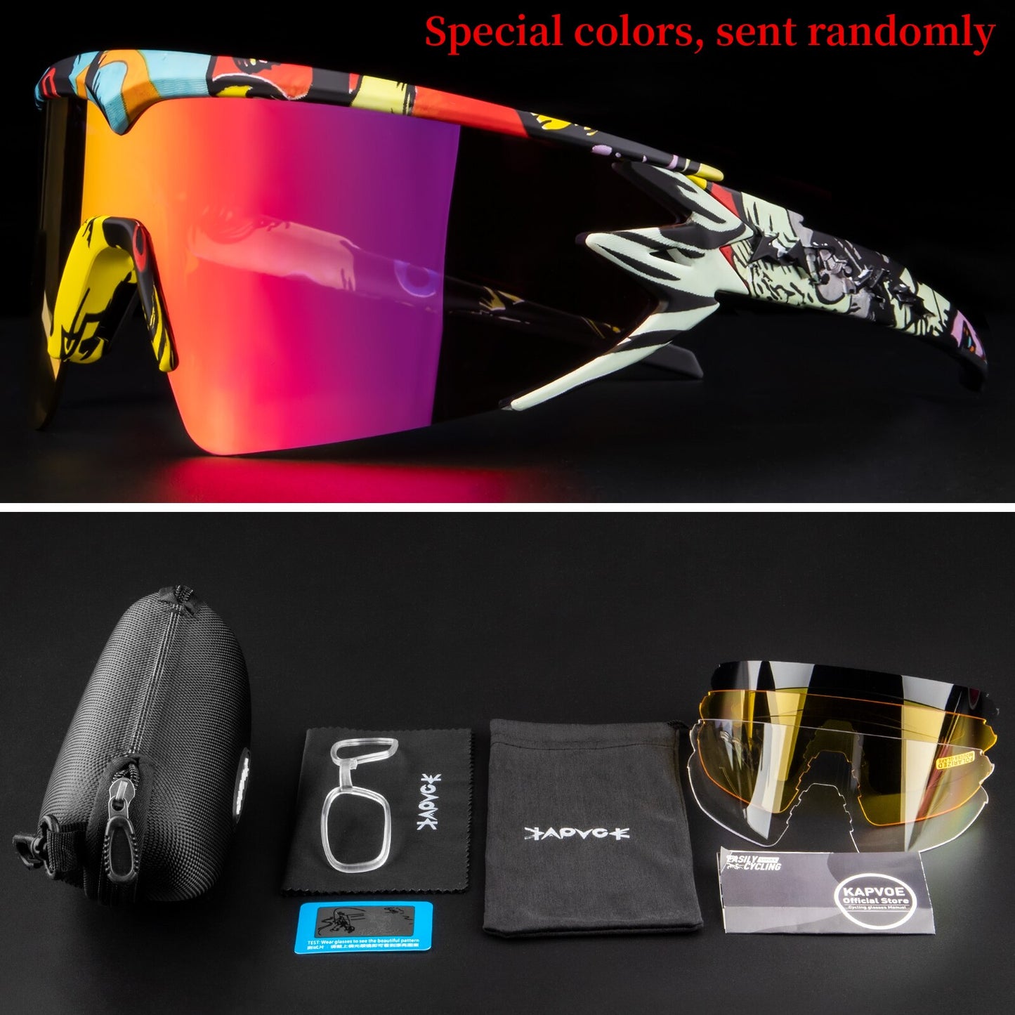 New design replace glasses frame Polarized Cycling Glasses For Man Women Bike Eyewear Cycling Sunglasses 4 Lens Goggles MTB UV