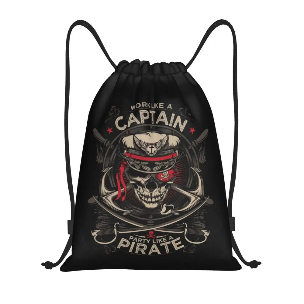 Custom Retro Vintage Nautical Anchor Drawstring Bags Men Women Foldable Gym Sports Sackpack Sailor Training Storage Backpacks