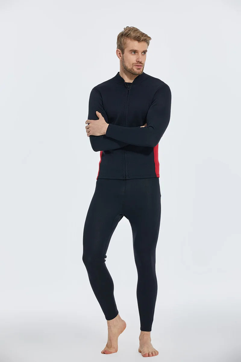 2MM Neoprene Diving Top Split Wetsuit Jacket Men's Water Sports Swimming Snorkeling Surfing Warm Wetsuit Top