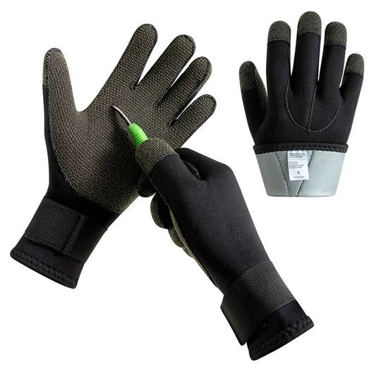Adjustable Black Stab Resistant Gloves 3/4/5MM Protective Diving Gloves for Underwater Hunting Neoprene Non-Slip Hand Wear
