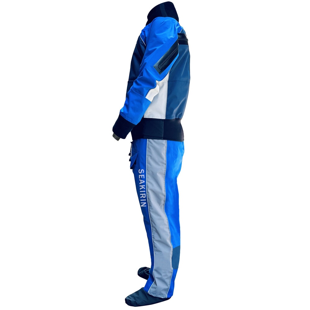 Mens Rear-Entery Drysuits For Kayaking Blue Dry Suit Waterproof Breathable Clothing for Whitewater Paddling,Swimming Keep Warm