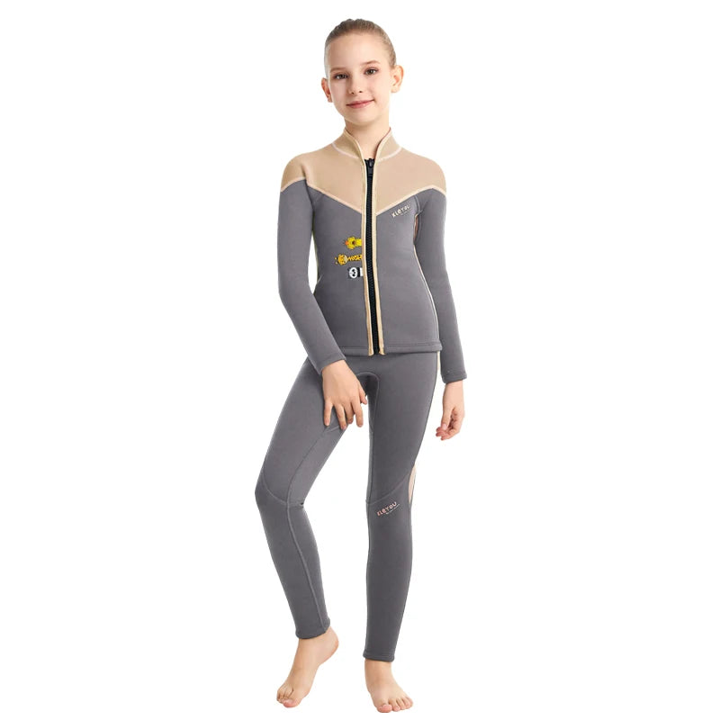 Two-Piece Neoprene Swimsuit for Kids, Professional Swimwear for Boys and Girls, Surfing Wetsuit Diving Suits, Bathing Suit