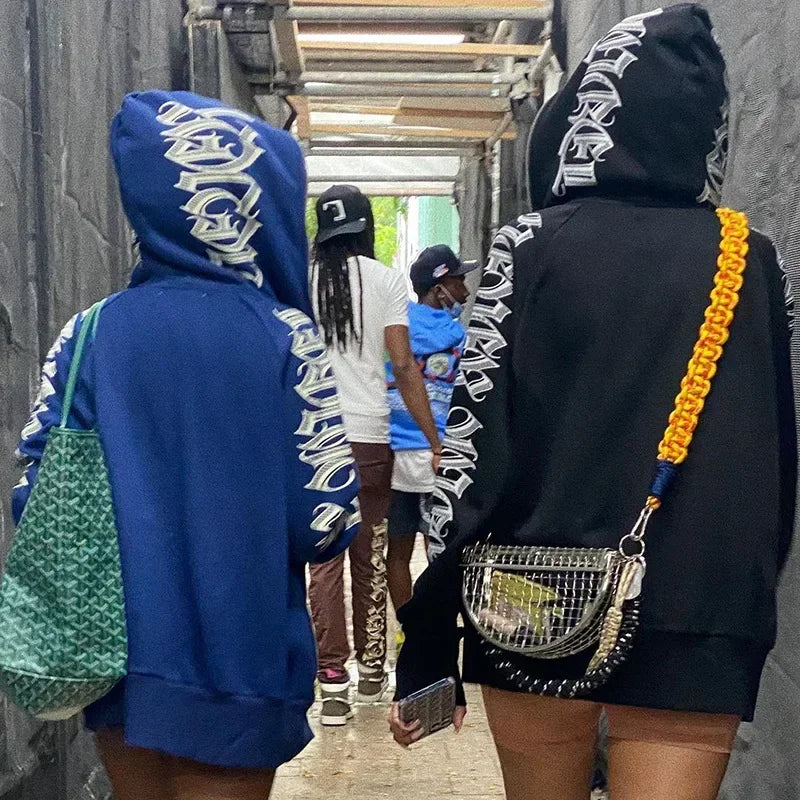 New 2024 Winter Letter Printed Zip Up Hoodie Streetwear Women Cyber Y2k Jackets Cardigan Gothic Punk Clothes Sweatshirts