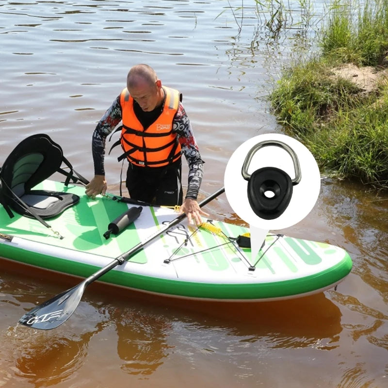 10Pcs Kayak Fishing Riggings Round D Rings Buckles Kayak D Rings with Screw for Boats Deck Mount Fitting Hardware Enduring