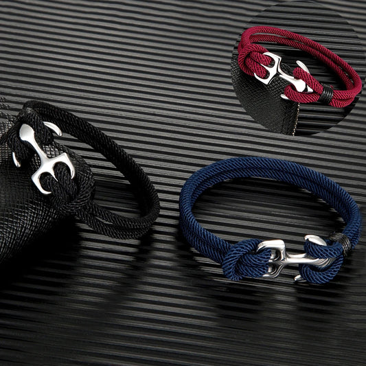 Double Strand Nautical Survival Rope Paracord Bracelet For Men Women Camping Sport Stainless Steel Buckle Anchor Bracelets Gifts