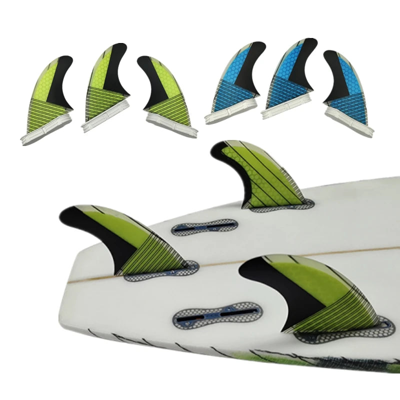 UPSURE FCS 2 barbatanas M Tri Fins Thruster Prancha de surf Barbatanas de surf Honeycomb Fiberglass Double Tabs 2 Fin Surf 3 Fins (tamanho M)