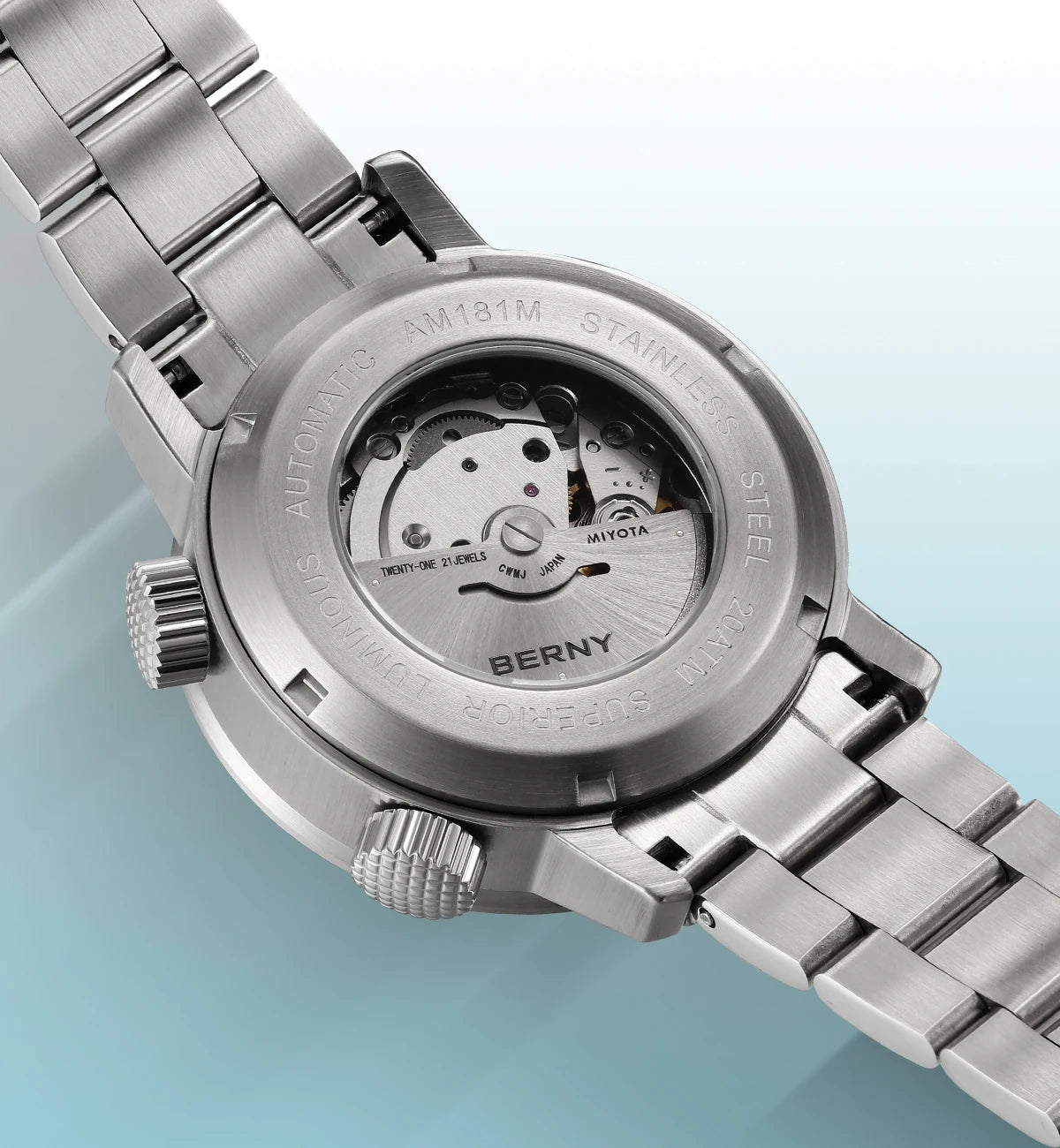 BERNY Automatic Diver Watch for Men Super Luminous Sapphire Miyota 8215 Compressor 20ATM Swimming Scuba Diving Sports Man Watch