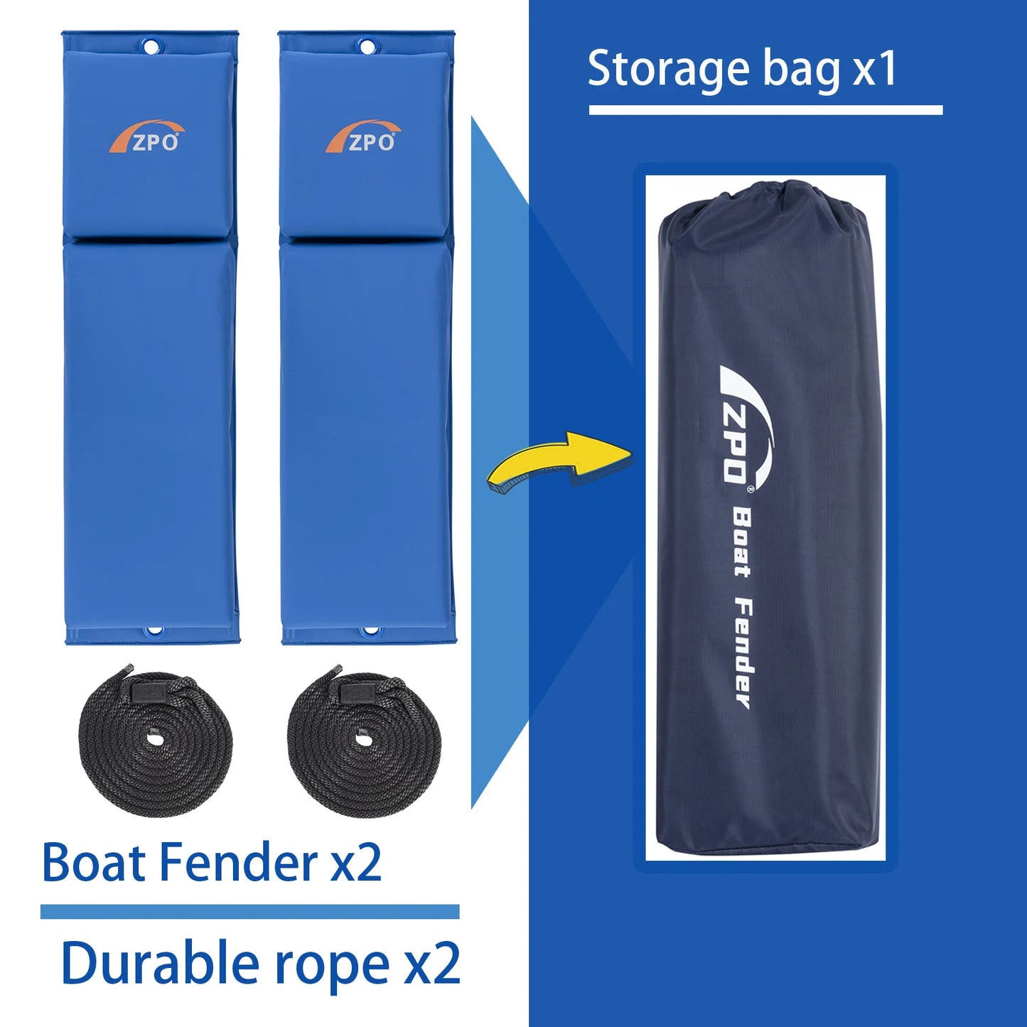 ZPO jet ski Boat Fender, Boat Bumpers for Docking, 2 Pack Boat Fenders with 2 Durable Ropes for Jet Ski, 24 x 6 x 2.5 inch