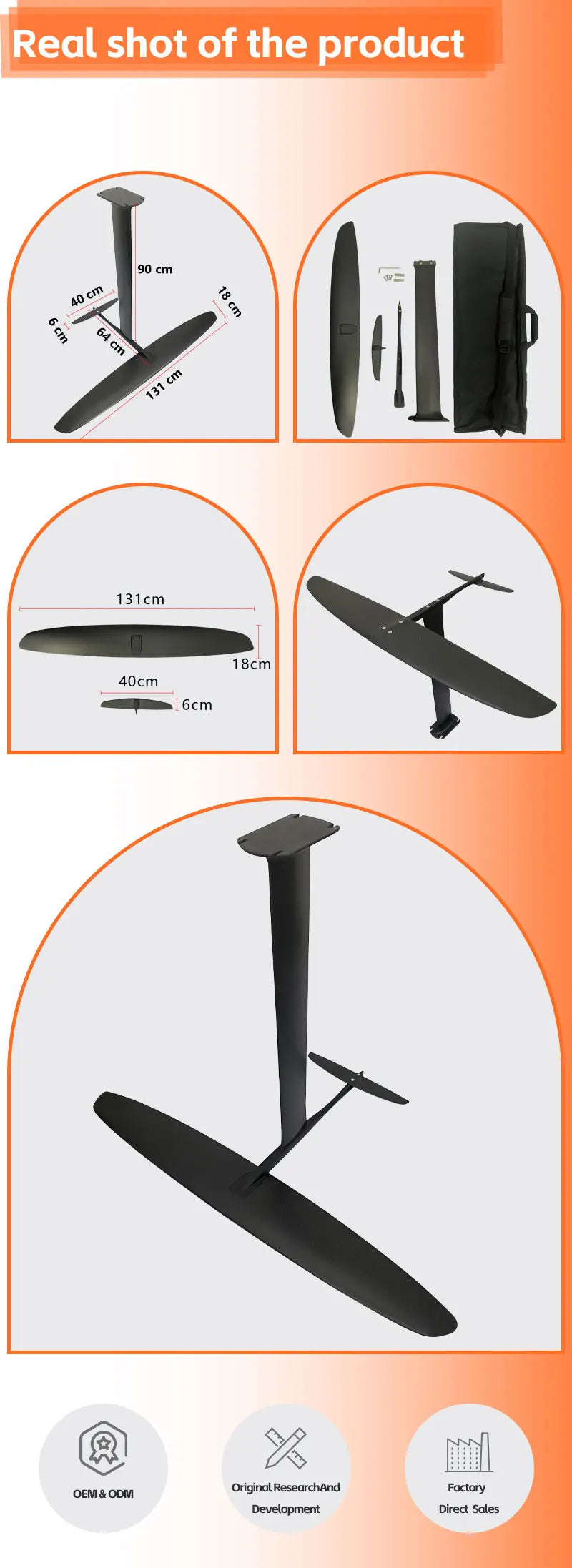 Hot selling GY-1310 2100sqcm aluminum 75cm mast 644 fuselage 400 rear wing is perfect for novice players hydrofoil surfing