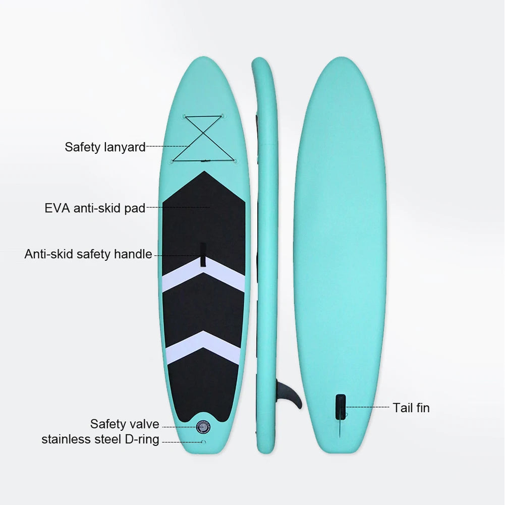 Inflatable Stand up Paddle Board Sup Surfboard Water Sport Kayak Surf Set with Paddle Board Tail Fin Foot Rope Inflator and Bag
