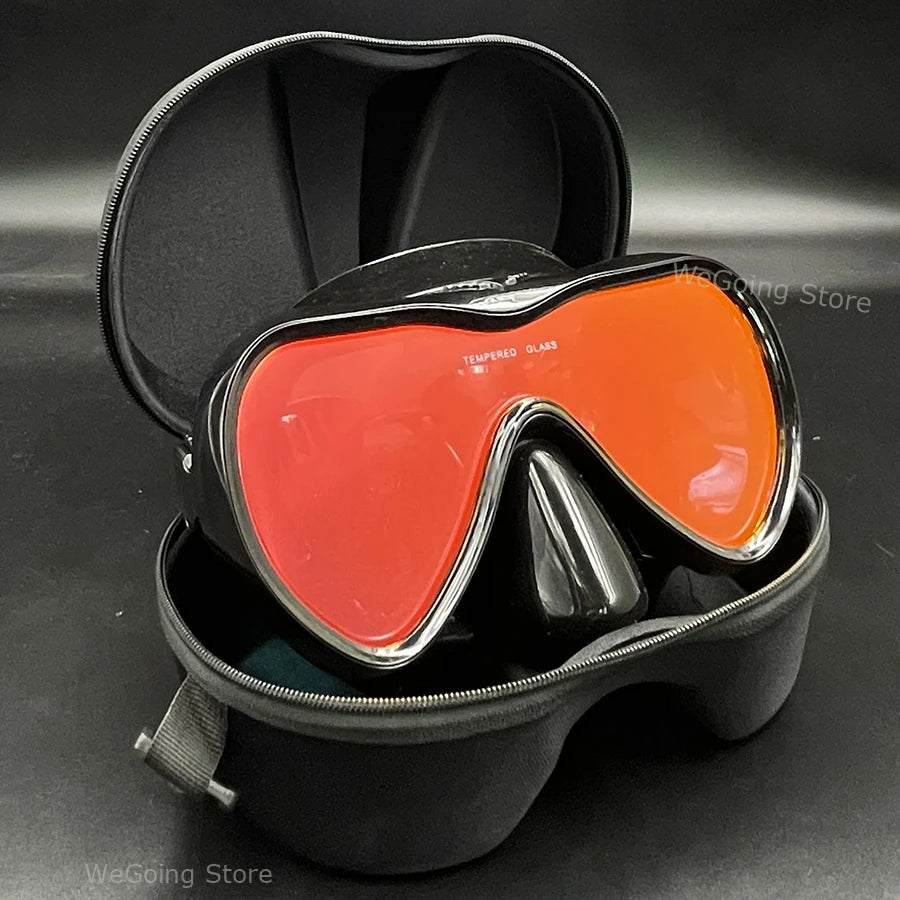 Dropshiping Adult Tempered Glass Tinct Scuba Diving Goggles Soft Silicone Swimming Mask Pack In Black Zipper Case