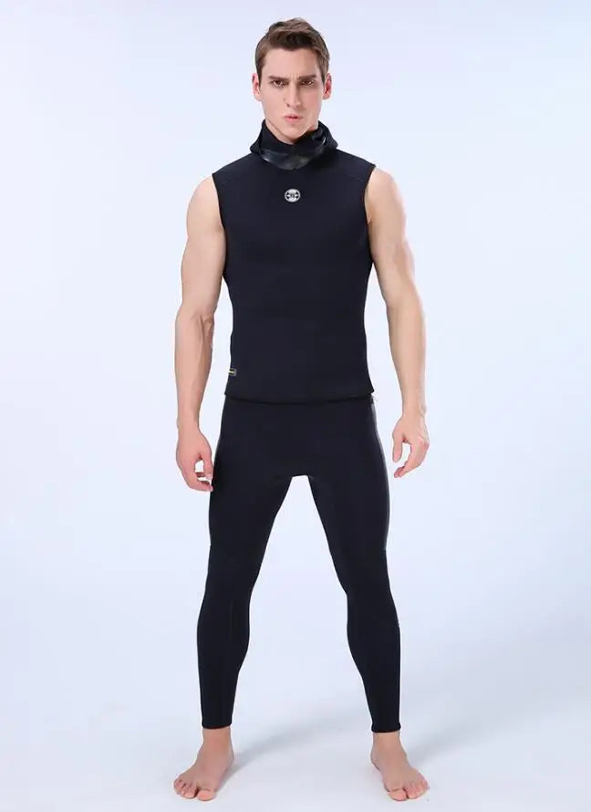 Men's 3mm Neoprene Hooded Wetsuit Vest Jump Scuba Surf Warm Diving Suit Vest Top