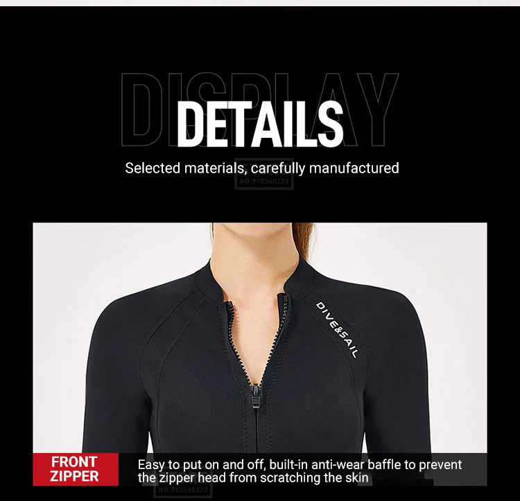 Neoprene 3MM 2MM Men Women Wetsuit Jacket Scuba Diving Suit Surf Snorkeling Underwater Spearfishing Fishing Kitesurf Equipment