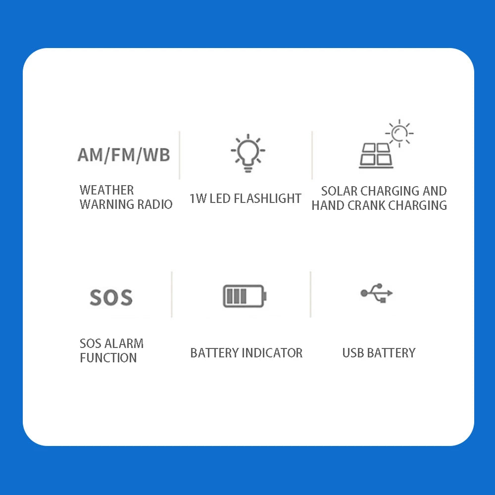2000mAh high capacity rechargeable radio solar rechargeable emergency light outdoor camping flashlight waterproof portable light
