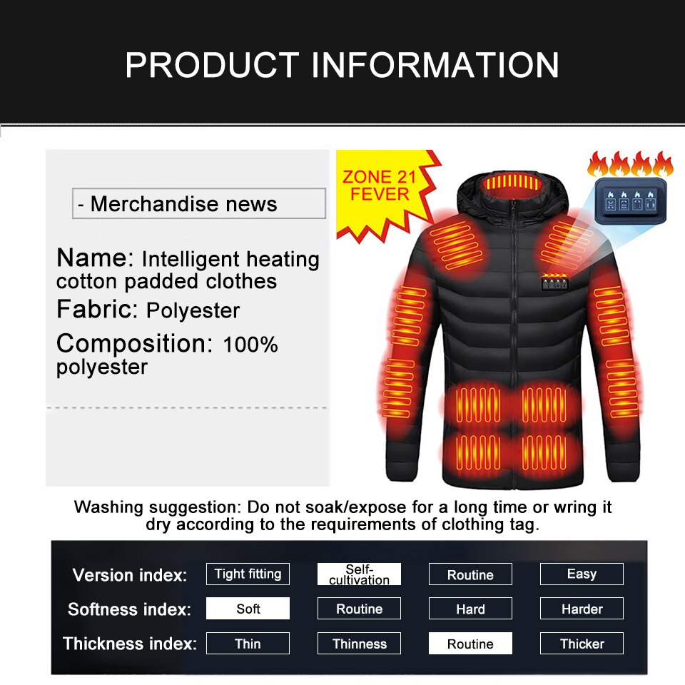 KoKossi Winter 21 Zone Electric Heated Jacket Outdoor Sports Waterproof Windproof Sportwear Smart USB Charging Self Heating Vest