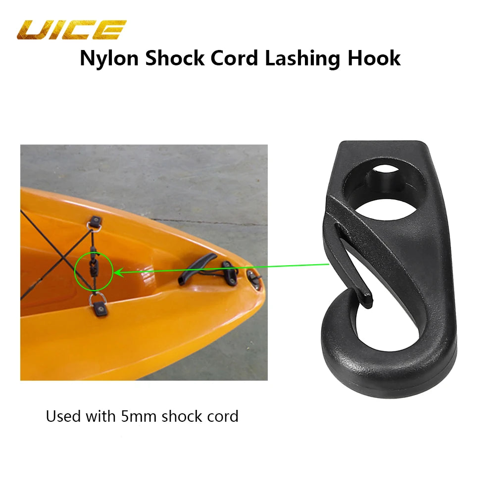 10pc Nylon Buckle Shock Cord Clip Hook Kayak Canoe Bungee Rope Line Rowing Boat Tie Cord Hook Clothesline Elastic Cord Lock Clip