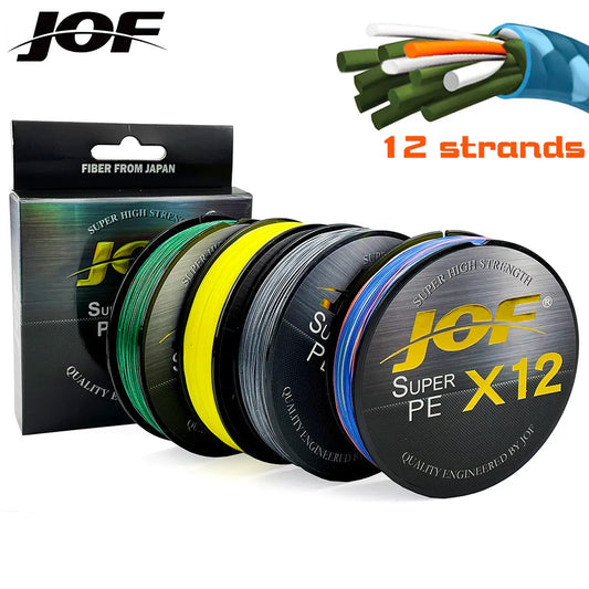 JOF Stronger More Durable 12 Strands Fishing Line Braided Multifilament Pe Wire for Sea Fishing and Big Fish