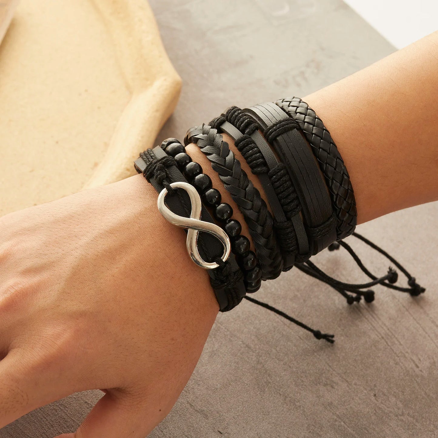Trendy Braided Wrap Leather Bracelet for Men Women Vintage Feather Infinite Cross Wood Beads Ethnic Wristband Jewelry Gifts