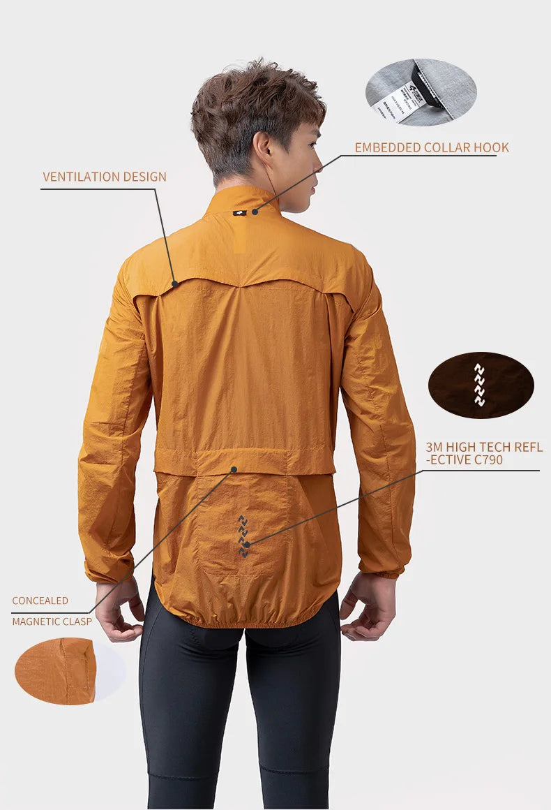 Lameda Cycling Jackets Windproof Waterproof Long Sleeved Windbreaker Lightweight Bike Riding Jacket With 3 Pockets Bicycle Coat