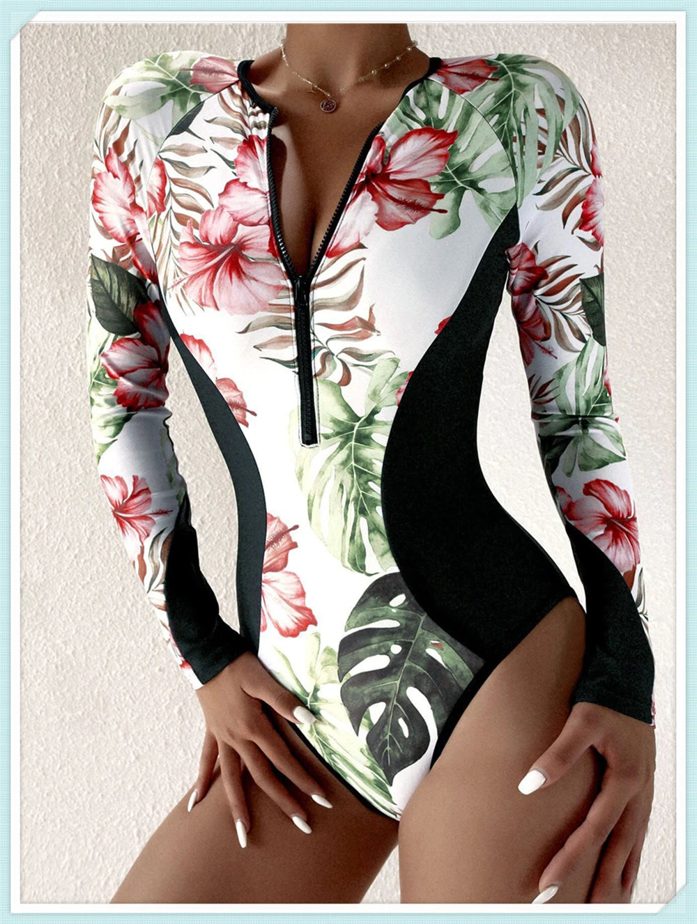 Solid Diving Clothes 2023 Women Zipper One Piece Bathers Bathing Swimming Swim Suit Female Long Sleeve Swimwear Surf Swimsuit