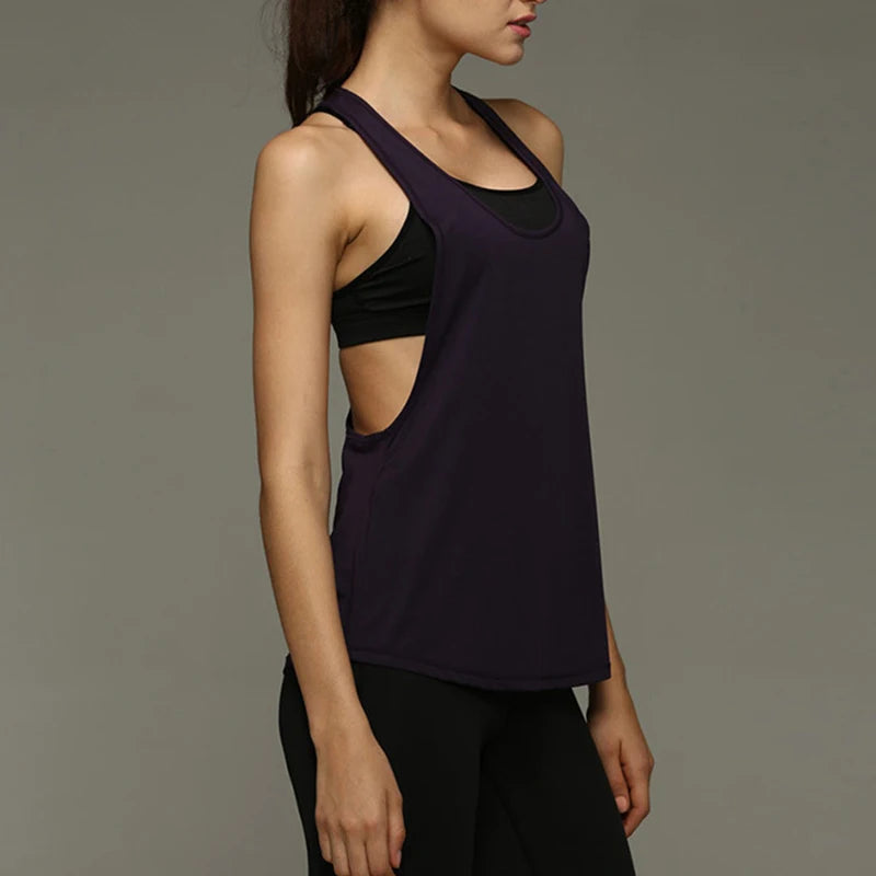 Women Sleeveless Racerback Yoga Shirts Sport Singlet Athletic Fitness Sport Tank Tops Workout Gym Running Training Pilates Vest