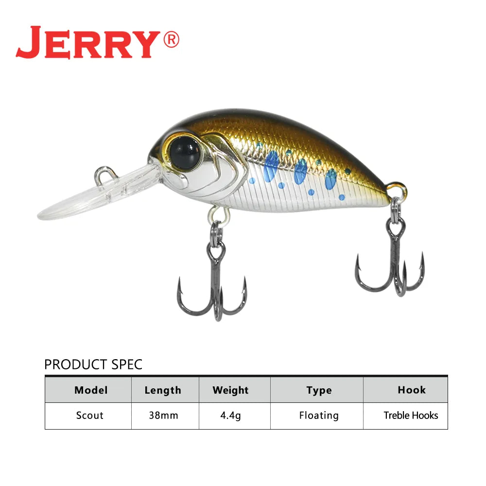 Jerry Scout Crankbait Deep Diving Crank Hard Baits 38mm 4.4g Wobbler Bass Perch Plastic Artificial Floating Fishing Lure