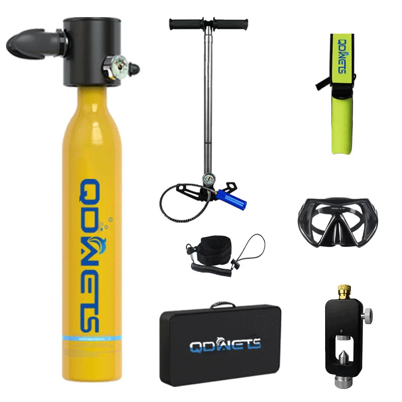 Mini Scuba Tank Diving Equipment 0.5L Outdoor Oxygen Scuba Diving Tank 5-10 Minutes Cylinder Snorkeling Set Hand Pump