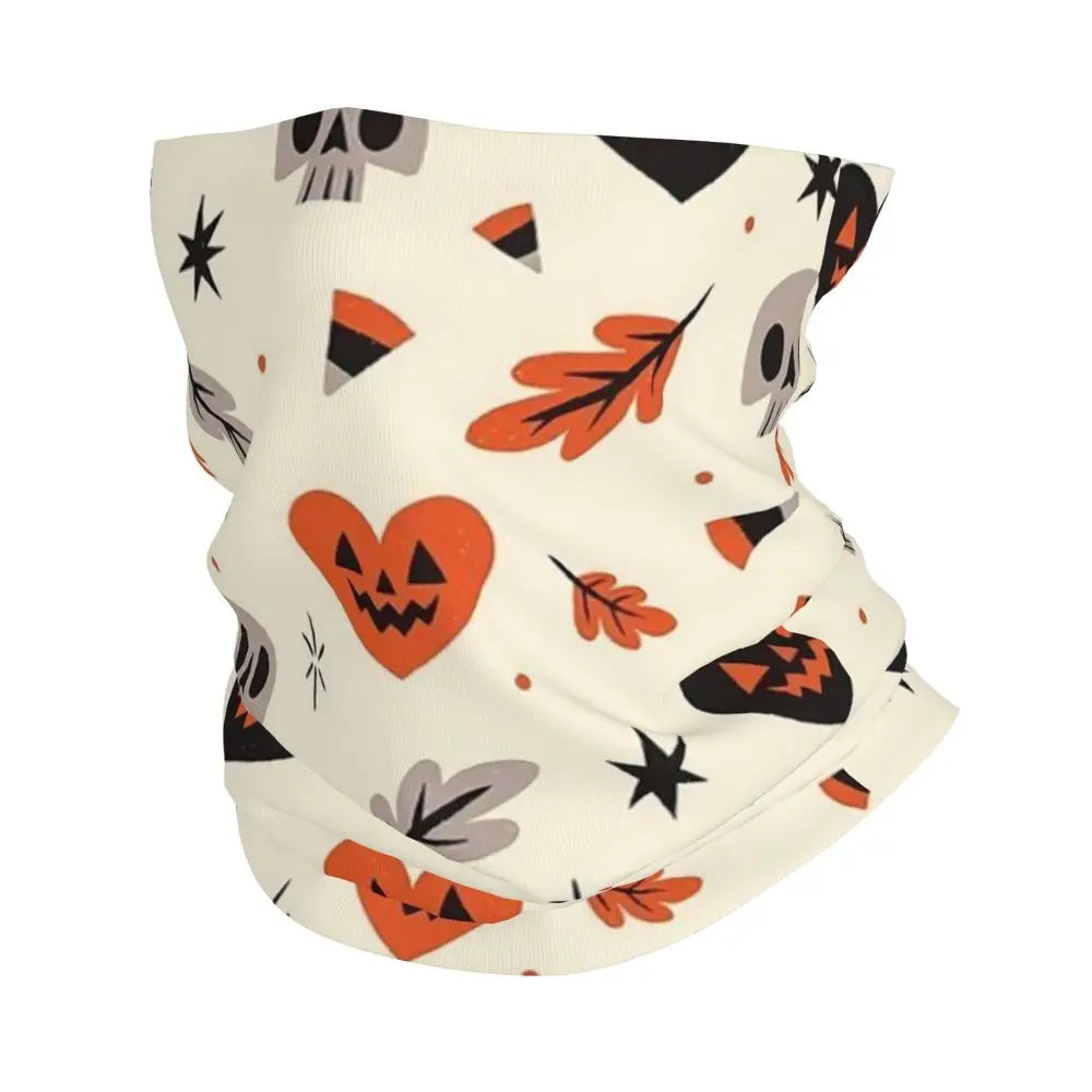 Ghost Pumpkin Halloween Bandana Neck Gaiter Printed Mask Scarf Multifunction Headband Hiking Fishing Unisex Adult Windproof