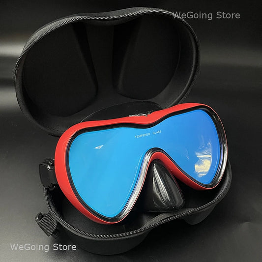 Dropshiping Adult Tempered Glass Tinct Scuba Diving Goggles Soft Silicone Swimming Mask Pack In Black Zipper Case