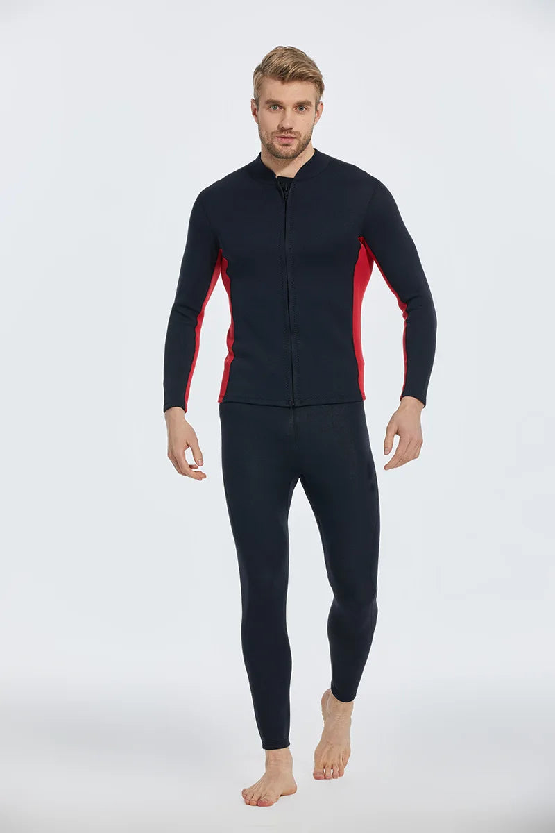 2MM Neoprene Diving Top Split Wetsuit Jacket Men's Water Sports Swimming Snorkeling Surfing Warm Wetsuit Top