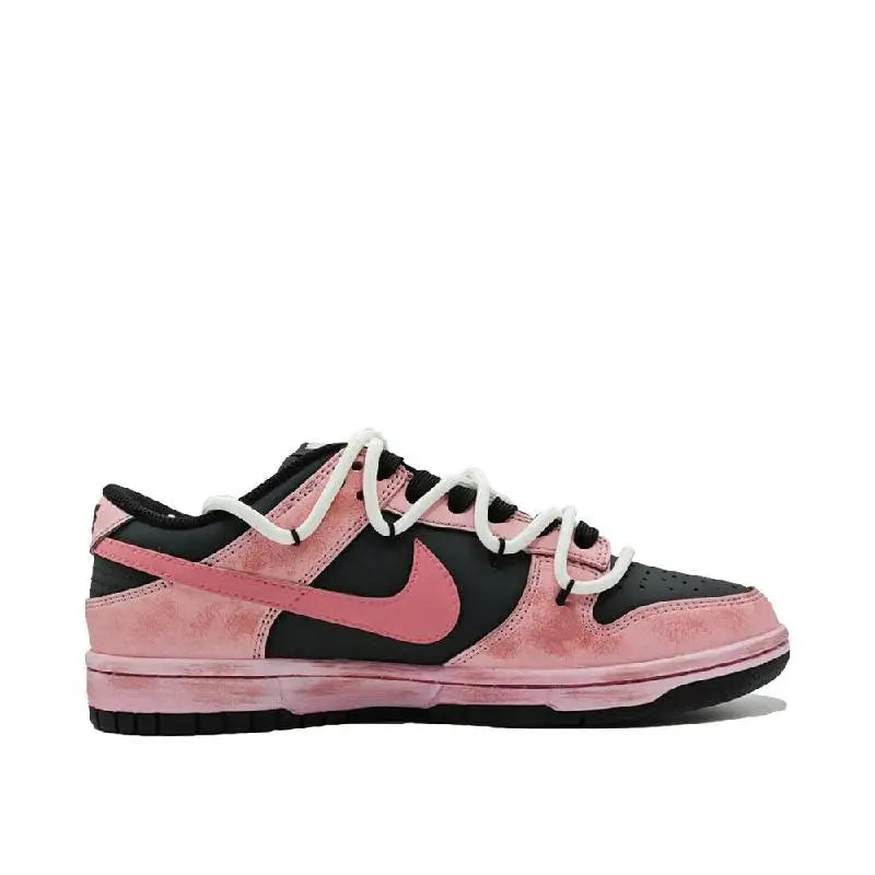 【Customize】Nike Dunk Skateboarding Shoes Unisex Low-top Black/Pink Sneakers shoes DD1391-100