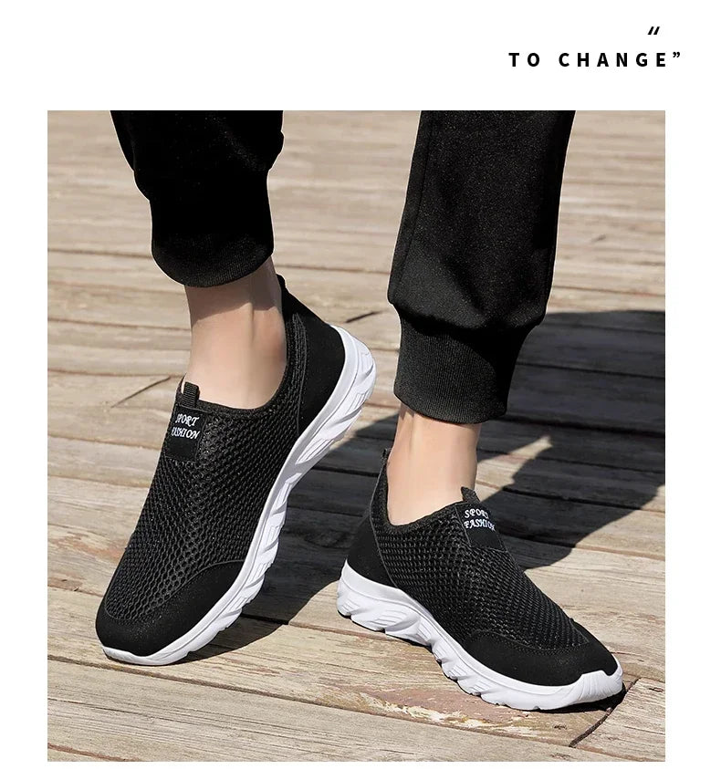 YRZL Sneakers Men Summer Casual Shoes Men Mesh Breathable Outdoor Non Slip Sports Shoes Slip on Loafers for Men Pius Size 38-46