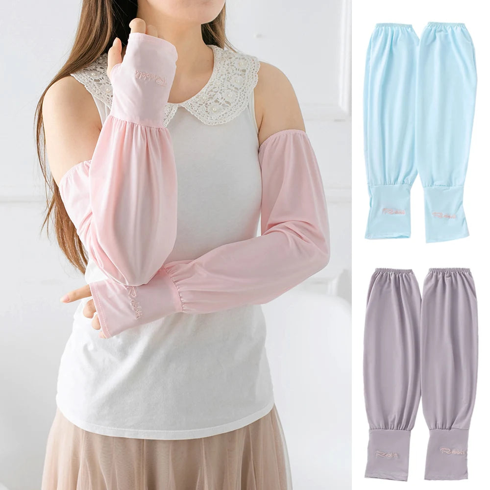 Sun Protection Cuffs Cycling Arm Warmer Cover Driving Fishing Running Arm Sleeves Long Gloves Ice Silk Sleeve Outdoor Sports