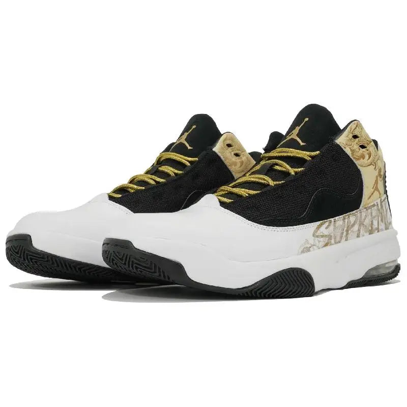 【Customize】Jordan Max Aura 2 Vintage Basketball Shoes Men Mid-top Gold Sneakers shoes CK6636-107