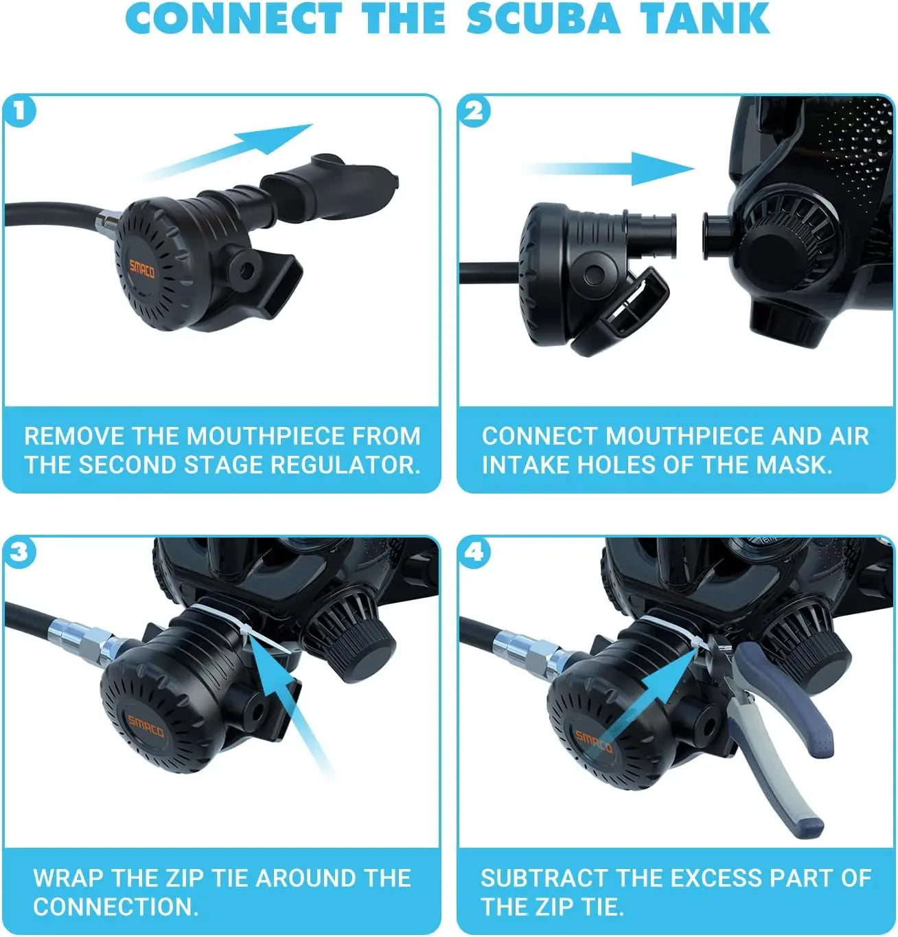 SMACO Full Face Diving Mask with Camera Mount, Full Face Snorkel Mask for Adults Compatible with Above 1L Scuba Diving Tank,