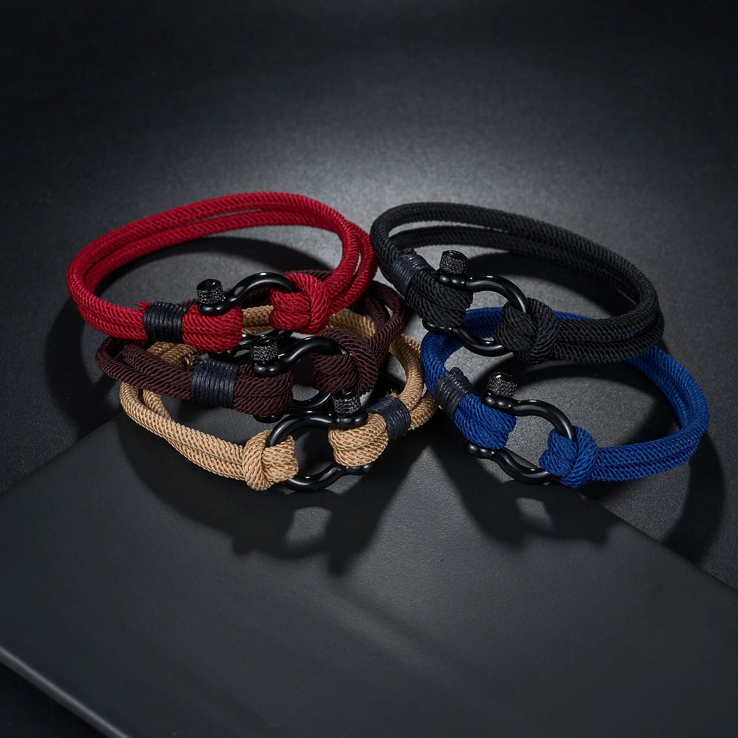 Men Punk Rock Bracelet for Men Women Marine Sailor Rope Nautical Survival Shackle Bracelet Stainless Steel Sport Bracelet