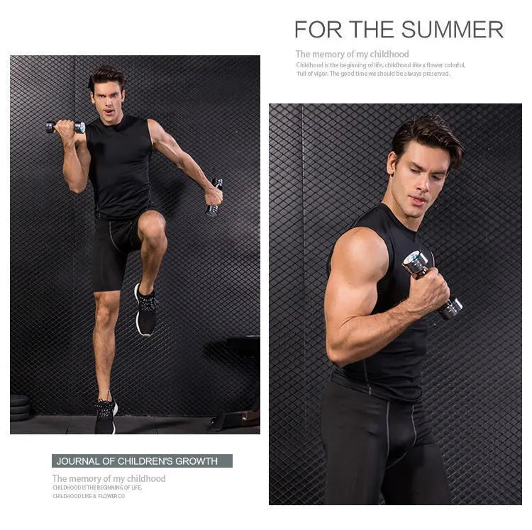 Male Jogging Vest Men Summer Fitness Tank Top Men's Outdoor Mesh Breathable Undershirt Round Collar T-shirt Man Sports Tank Top
